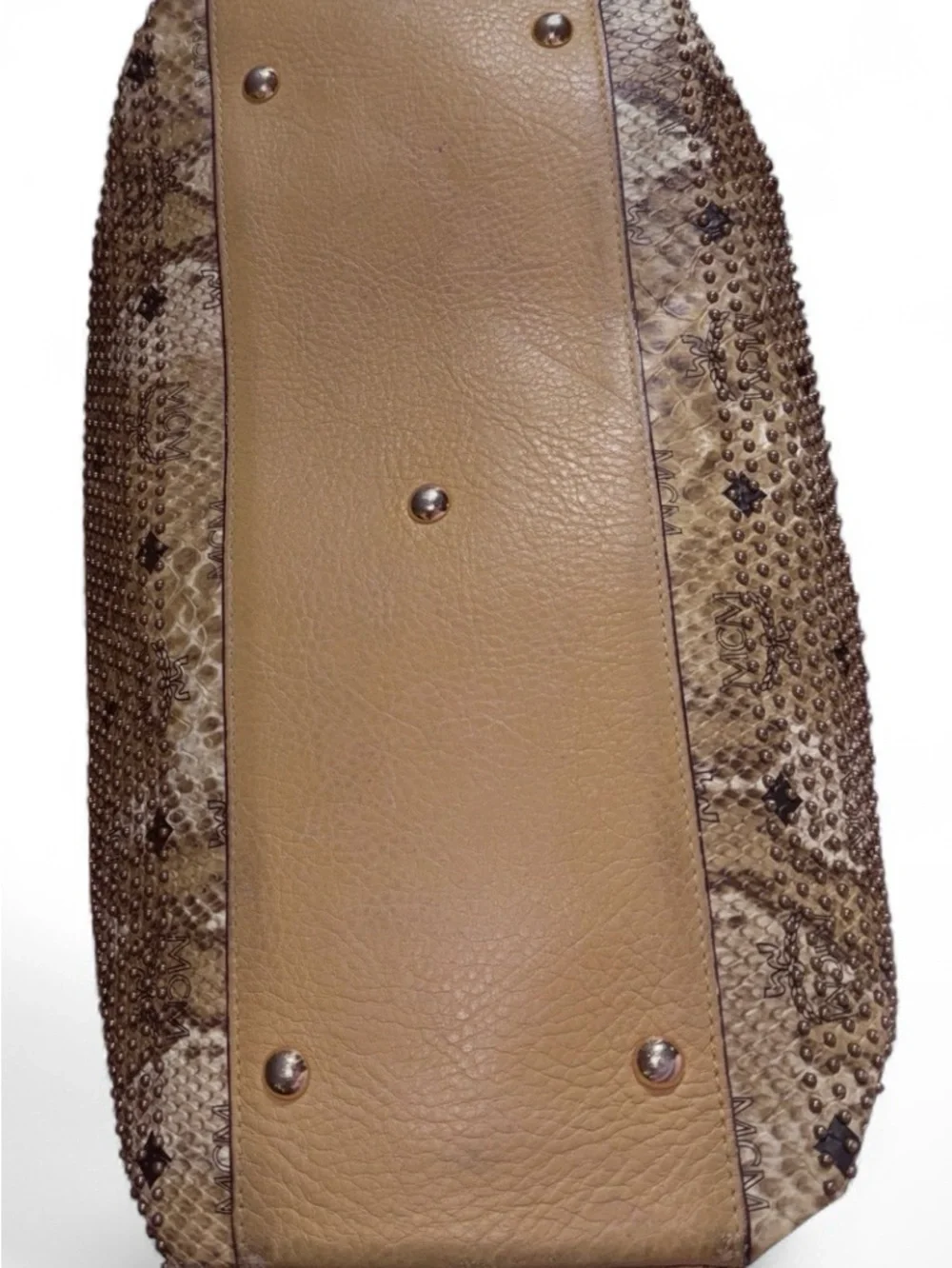 Rare MCM Liz Shopper MCM Visetos Python Pattern with Embossing Studs Tote - Picture 5 of 5